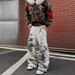 Distressed Vintage Star Embroidered Relaxed Fit Jeans For Men & Women – High Waist Straight Leg Denim Pants With Washed Effect_mkmklike.com
