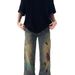Men's Clothing Stitching Straight Loose Jeans Spring And Autumn High Street Trousers_mkmklike.com