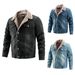 Loom Cross-Border Denim Autumn Winter Jacket Fleece-Lined Casual Men's Fashion Wholesale_mkmklike.com