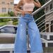 Women's High-Waisted Slimming Wide Leg Jeans Versatile Washed Denim For Summer_mkmklike.com