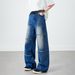 Men's Straight Leg Jeans Loose Fit Wide Leg High Street Style Trendy Brand Cool And Stylish Patchwork Design Spring Autumn_mkmklike.com