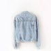 Women's Pearl Rhinestone Denim Jacket Light Blue Washed Distressed Loose Fit Y2K Style_mkmklike.com