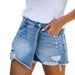 Women's Clothing Summer Casual Temperament Washed Ripped Pants Skirt Light Blue Women's Denim Shorts_mkmklike.com