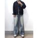 American Retro Washed Distressed Simple Versatile Loose Wide Leg Straight Leg Jeans That Flatter Your Figure And Make You Look Taller._mkmklike.com