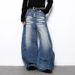 Retro Whiskered Washed Scimitar Jeans Men's And Women's Wide Leg Sickle Style Midweight Cotton Denim Trousers Black Blue_mkmklike.com