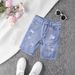 Children's Ripped High Street Casual Loose Shorts Summer Fashion Trendy Korean Style European American Style Denim Shorts_mkmklike.com