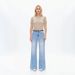 High Waisted BBL Hip Lifting Jeans For Women Slightly Flared Wide Leg Trousers Frayed Hem_mkmklike.com