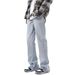 Nordmann Black Jeans Men Design Sense Buttoned Split Casual Autumn Winter American High Street Trend Slim Straight Pants_mkmklike.com