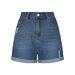 Women's Clothing Summer New Straight Slim Fit Worn Hem Denim Shorts_mkmklike.com