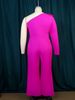 Women's oblique collar ruffle jumpsuit Commuter style high waist casual tights Jumpsuit_mkmklike.com