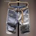 Men's Distressed Denim Shorts Stylish Patchwork Cargo with Multiple Pockets Sizes 28 to 36_mkmklike.com