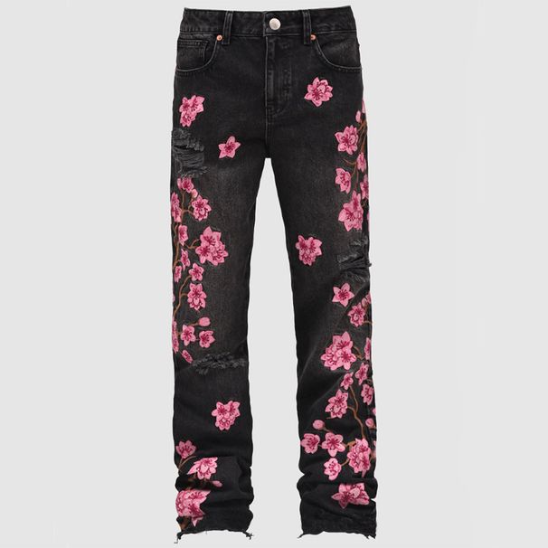 Men's Clothing Men's Denim Straight Pants Street Fashion Ins Hot Style Non Elastic Embroidery Denim Straight_mkmklike.com