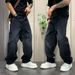 "Men's Distressed Black Denim Pants – Vintage Washed Relaxed Fit, Retro Streetwear | Grunge Aesthetic, Oversized Boyfriend Jeans"_mkmklike.com