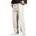 Casual Sports Long Pants Male Garment Men Casual Pants Solid Color Drawstring Elastic Waist Loose Fit Long Trousers_mkmklike.com