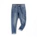 New Four Seasons Versatile Washed Jeans Men's Fattened Plus Size Elastic Small Straight Jeans Men's Foreign Trade Men's Clothing_mkmklike.com