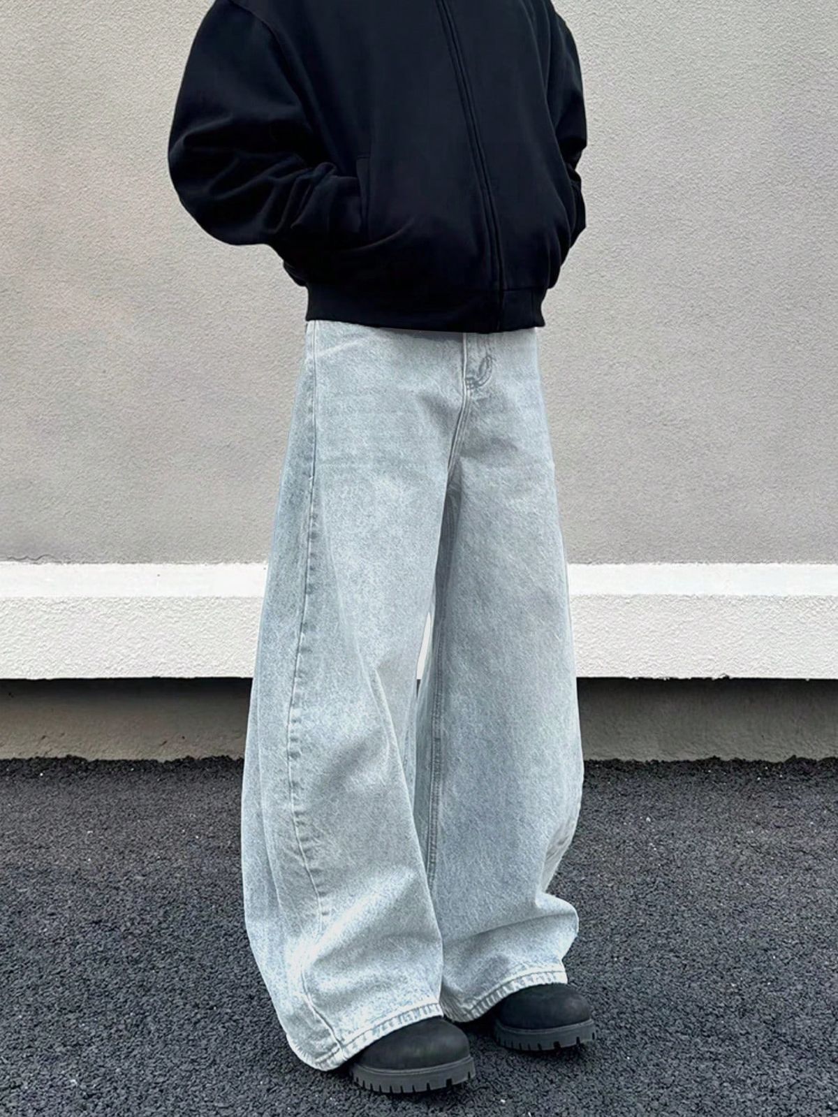 Vintage Washed Blue Straight-Leg Jeans – Retro Denim Pants With Distressed Details (Xs-Xxl) – Streetwear Style_mkmklike.com
