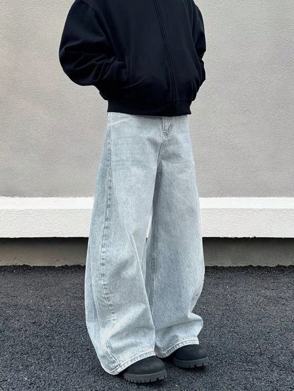Vintage Washed Blue Straight-Leg Jeans – Retro Denim Pants With Distressed Details (Xs-Xxl) – Streetwear Style_mkmklike.com