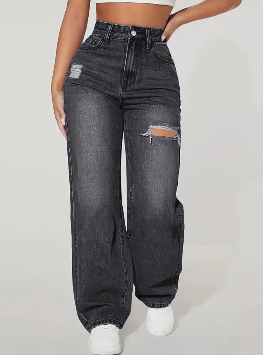 Women's Clothing Washed Hole Denim Trousers_mkmklike.com