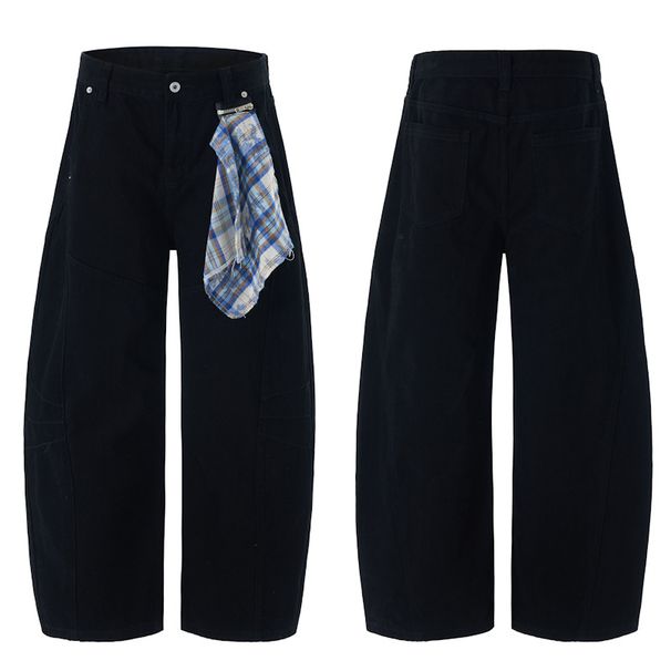 Men's Clothing Men's Detachable Square Scarf Trendy Brand Versatile High Street Loose Curved Blade Pants American Sickle Jeans_mkmklike.com