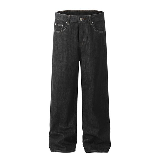 Men's Clothing Original Denim Dark Blue Retro Classic Loose Jeans High Street Straight Cleanfit Trousers_mkmklike.com