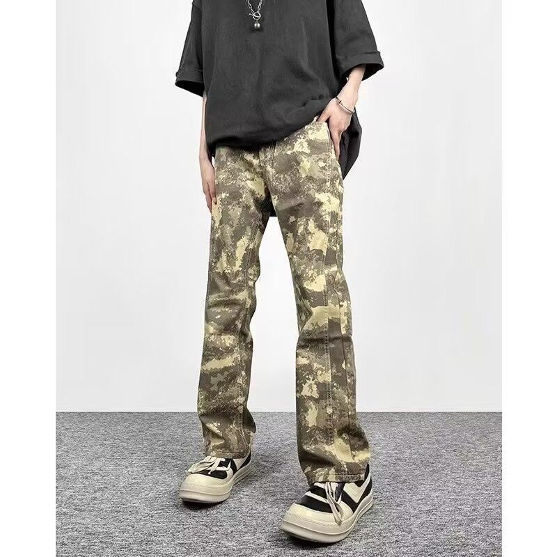 Foreign Trade New American Retro Camouflage Jeans Men's High Street Micro-pull Pants European And American High-end Loose Overalls_mkmklike.com