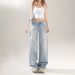 Women's Clothing Retro Low Waist Hot Girl Loose Wide Leg Pants All Match Spring And Summer Straight Jeans_mkmklike.com