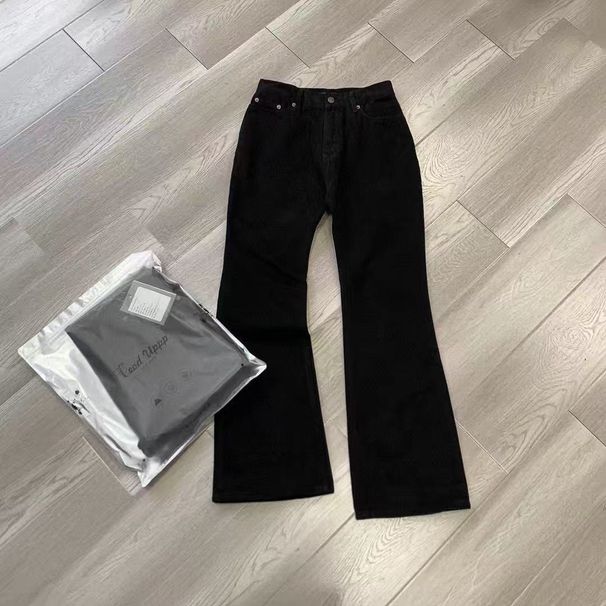 Streetwear Slim-Fit Washed Black Flare Jeans – Vintage Distressed Mid-Rise Bootcut Denim Pants (S/M/L/Xl)_mkmklike.com