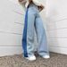 Women's Clothing Vintage-Inspired Wide-Leg Jeans With Contrast Side Seam & Fringe Details – Retro High Waist Flared Pants For Women, Boho Chic Denim_mkmklike.com