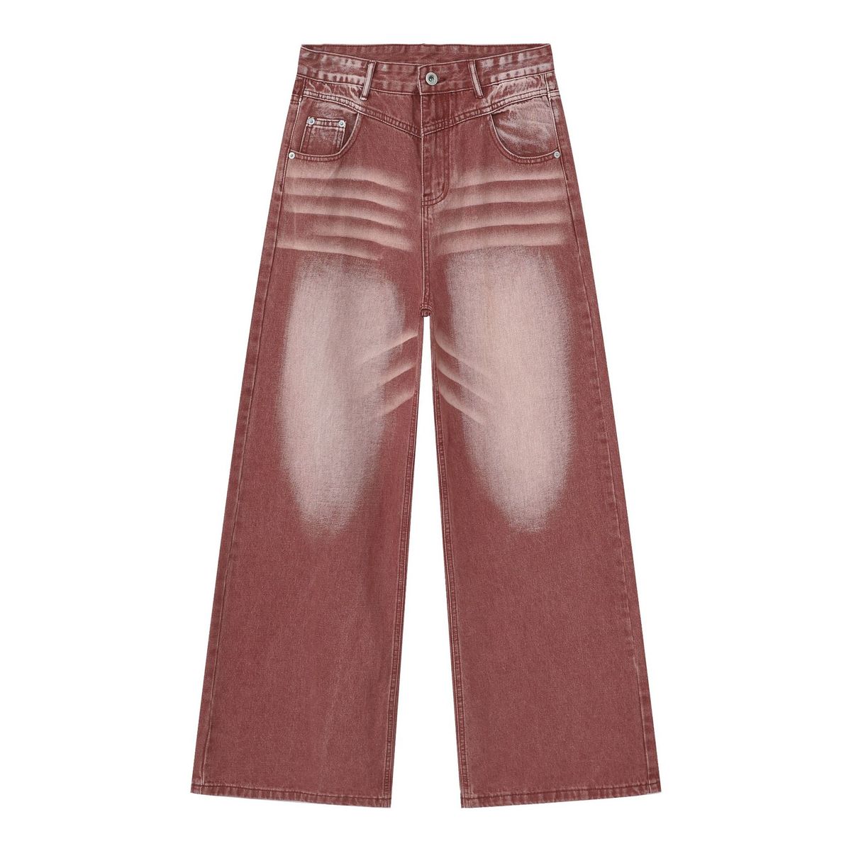 Men’s Retro Washed Red Jeans – High Street Loose Straight Leg Denim Pants (XS-XL)_mkmklike.com