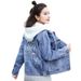 Women’s Hooded Denim Jacket – Embroidered Slim Fit Cropped Jacket For Spring & Autumn (S-3XL, White & Indigo)_mkmklike.com