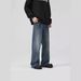 Cleanfit Vintage Washed Jeans – Unisex Straight-Leg Denim Pants With Lightning Crack & Floral Embroidery (Retro Blue)_mkmklike.com