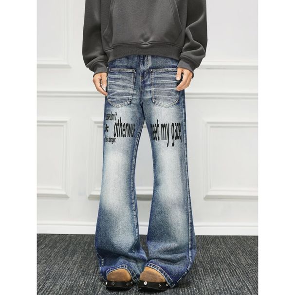Unisex Vintage Flare Jeans With Graphic Print – 90s Retro Streetwear Denim Pants (S-3XL)_mkmklike.com
