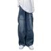 Streetwear Hong Kong Style Retro Draped Loose Wide-Leg Casual Big Pocket Cargo Jeans Washed New Dad Pants For Men And_mkmklike.com
