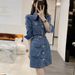 ELLE ELLE ELLE New Autumn French Style Elegant Youthful Slim Waist Slimming Denim Dress_mkmklike.com