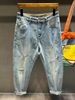 Men's Clothing Retro Nine Point Jeans Men's Trendy Brand Slim Fitting Skinny Spring And Autumn Style Handsome Print Casual 9 Pants_mkmklike.com