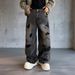 Men’s Distressed Black Jeans – Loose Fit Straight Leg With Faux Rips For Urban Street Style_mkmklike.com
