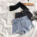 Ripped Denim Shorts for Female Students Spring/Summer New Style Versatile Slimming Wide Leg Frayed Hem A-Line Hot Pants Trendy on Instagram_mkmklike.com
