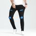 Men's Clothing Fashion Versatile Ripped Patch Elastic Slim Trousers Trendy Jeans_mkmklike.com