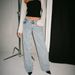 Women's Clothing Low Waist Straight Pants Washed Light Blue Denim Trousers_mkmklike.com