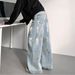 Trendy Brand Design Lacquer Point Jeans Men's Autumn American Wide-leg Loose Straight Pants High-end Casual Trousers_mkmklike.com