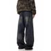 Men's Clothing All Match Hip Hot Retro Washed Deconstructed Scimitar Jeans For Men And Women Loose Straight Casual Wide Leg Jeans_mkmklike.com