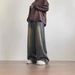 Men's Distressed Blue Wide Leg Jeans Straight Retro Style Casual Street Fashionable_mkmklike.com
