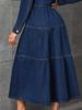 K Simple And Elegant Cardigan Long-sleeved Long Denim Dress_mkmklike.com