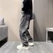 Vintage Straight-Leg Jeans - Unisex High Street Baggy Denim Pants For Men & Women Versatile Black Wash_mkmklike.com