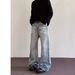 Unisex American Retro Washed Whiskered Jeans Loose Straight Leg Lightning Crackle Pattern Versatile Men's Denim_mkmklike.com