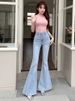 K New Arrivals 3D Bow Denim Pants For Women High-Waisted Versatile Slimming Flared Leggings_mkmklike.com