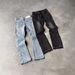 Vintage-Inspired Low-Rise Flared Jeans – Retro Washed Denim Pants With Button Fly, Polyester Blend (Sizes S-Xl, Light Blue/Black)_mkmklike.com