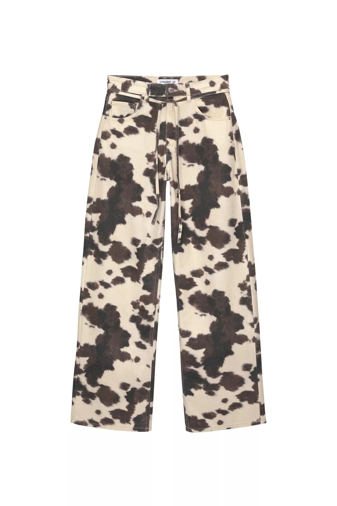 Women's Clothing Retro Cow Pattern Washed Jeans Old Vintage Loose Straight Pants_mkmklike.com