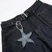 Men's Loose Fit American Street Style Washed Scythe Jeans With Belt And Pentagram Pendant, Wide Leg Pants_mkmklike.com