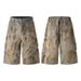Men's Retro Distressed Workwear Jeans Curved Loose Wide Leg Cropped Pants Trendy Wasteland Style Summer Fashion_mkmklike.com